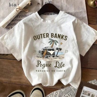 Outer Banks Pogue Life Paradise On Earth Graphic, Retro Beach Van Surf Print, Oversized Vintage