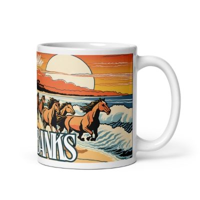 Retro Wild Horses of Corolla Beach Mug | Outer Banks NC | Vintage-Inspired Beach Coffee Cup | Coastal Gift