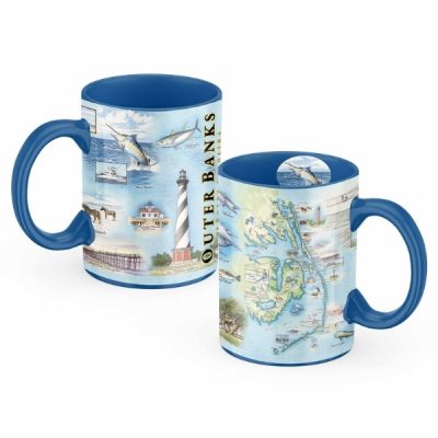 Outer Banks North Carolina Map Mug, 16oz Ceramic Coffee Mug