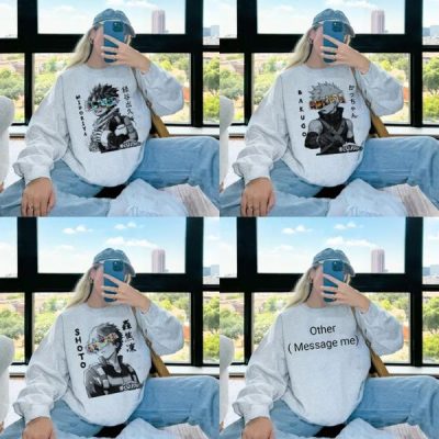 Vintage MHA Characters Face Anime Graphic T-Shirt Sweatshirt Manga Anime Fan Gift
