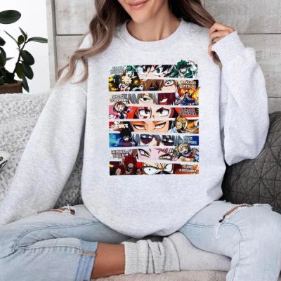 My Hero Academiia Anime Sweatshirt, Mha Characters Hoodie, Gift For Anime Manga Fan Shirt, Unisex Sweater Pullover Tee
