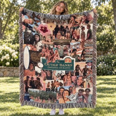 Outer Banks Collage Woven Blanket – Paradise on Earth Throw Blanket