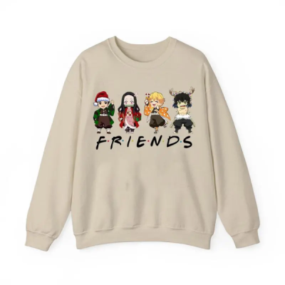 Demon Slayer Christmas Shirt, Merry Christmas Sweatshirt, KNY Gift, Gift For Fan Anime, Friends Tee, Vintage Anime Japanese T-Shirt, Japanese Streetwear Tee, Gift For Fans, For Men, For Women