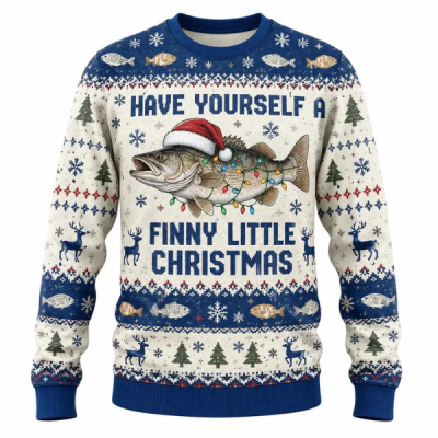 Funny Fishing Christmas Sweater, Ugly Christmas Sweater, Fisherman Gift, Fishing Lover Gift, Bass Fishing Shirt, Holiday Party Outfit Humor!