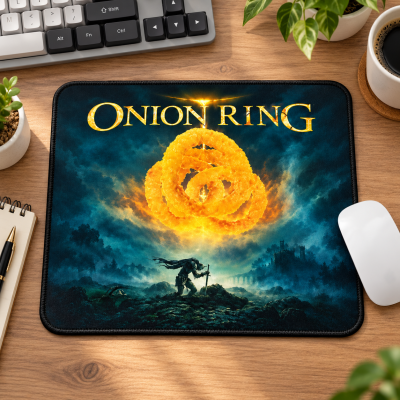 Onion Ring Elden Ring Meme Desk Mat Gaming Mouse Pad