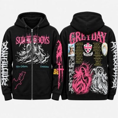 Greyday 2026 Tour Suicideboys G59 Grim Reaper Pink Zip Up Hoodie Merch Hip Hop Fan Gear - Zipper Hoodie