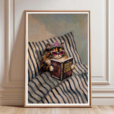 NO FRAME Princess Donut Reading Book in Bed Matte Vertical Poster
