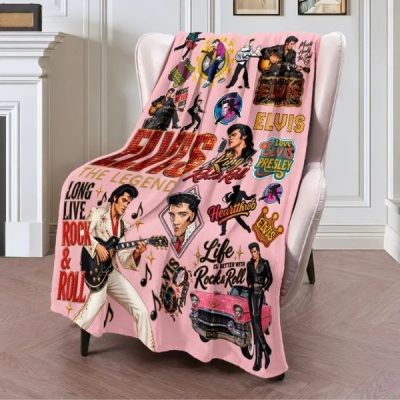 Elvis Presley Rock and Roll Legend Flannel Throw Blanket