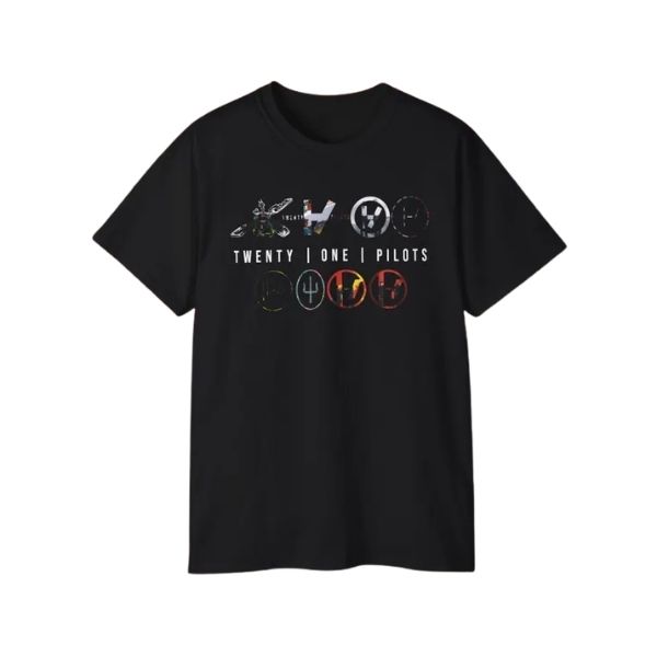 Twenty One Pilots All Eras Album Covers & Logos Collage Tee, Self Title to Breach, Unisex Ultra Cotton T-Shirt