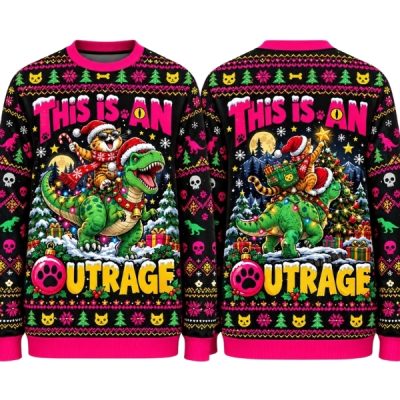 Dungeon Crawler Carl Ugly Christmas 3D PRINTED Sweater, This Is An Outrage , Princess Donut Mongo Christmas Sweatshirt,