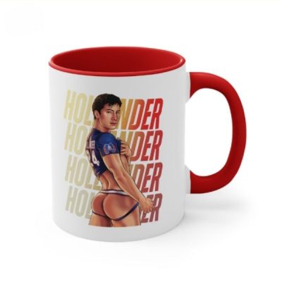 Hockey Rivalry Shower Scene Mug 15oz, Queer Art Coffee Tea Ceramic Mug