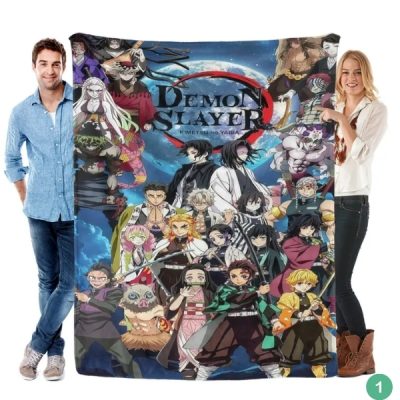 Anime Demon Slayer Mitsuri & Shinobu Figure Print Blanket - Cozy Flannel Soft Throw Blanket