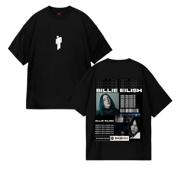 Billie Eilish Grid Black Oversized Shirt