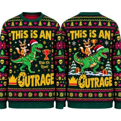 Dungeon Crawler Carl Christmas Sweatshirt, This Is An Outrage Ugly Christmas Sweater