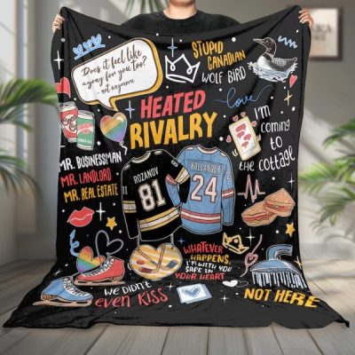 Heated Rivalry Romance Fleece Blanket, Hollanov Couple Romance Blanket, Hockey Rivals Couple Book Decor, Movie Book Fans Gift