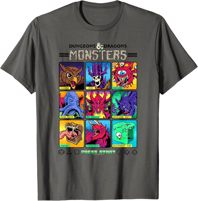Dungeons & Dragons Wizards of The Coast Monster Select Menu Shirt