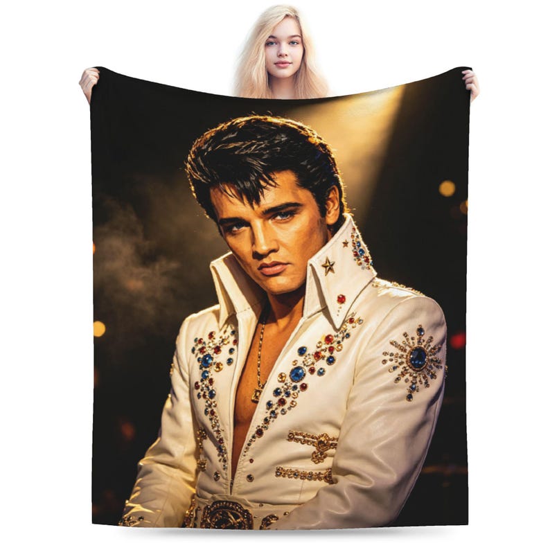 Elvis Presley Blanket, Vintage Vegas Music Fan Decor
